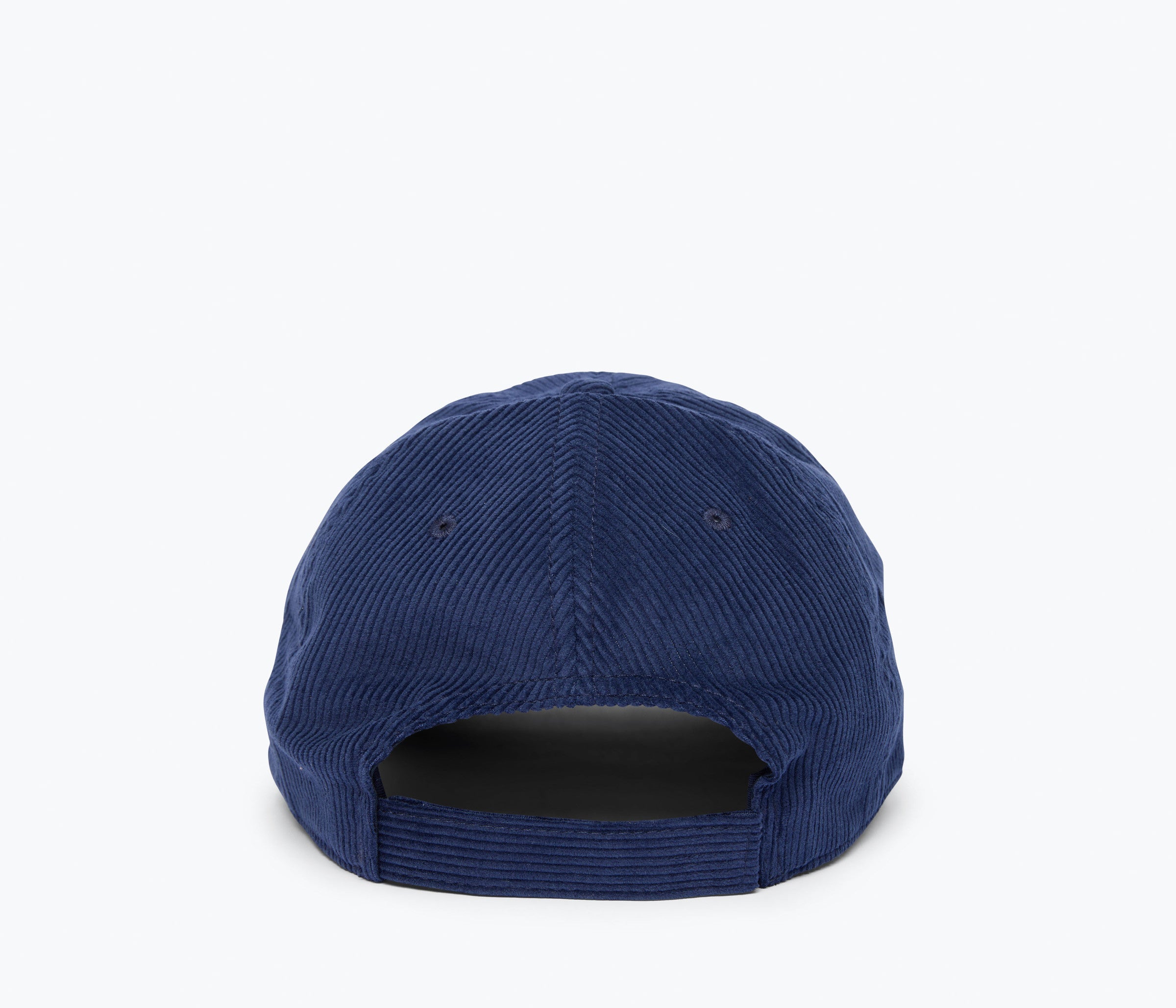 Embroidered Freda Hat in navy corduroy, back view