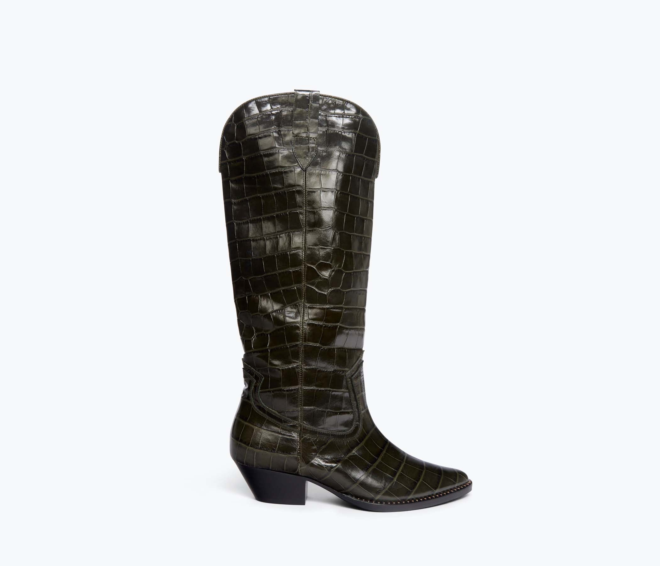 Patent croc knee on sale high cowboy boots