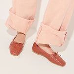 Fred Salvador JADA square toe ballet flat in woven clay color, featuring a sleek, minimalist design with a comfortable flat sole.