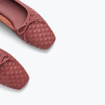 Freda Salvador JADA square toe ballet flat in woven clay-colored calf leather with a sleek, minimalist design.