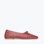 Freda Salvador JADA square toe ballet flat in woven calf leather, featuring a sleek front view with a rounded toe design.