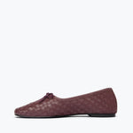 JADA square toe ballet flat in cranberry woven calf leather, inside view