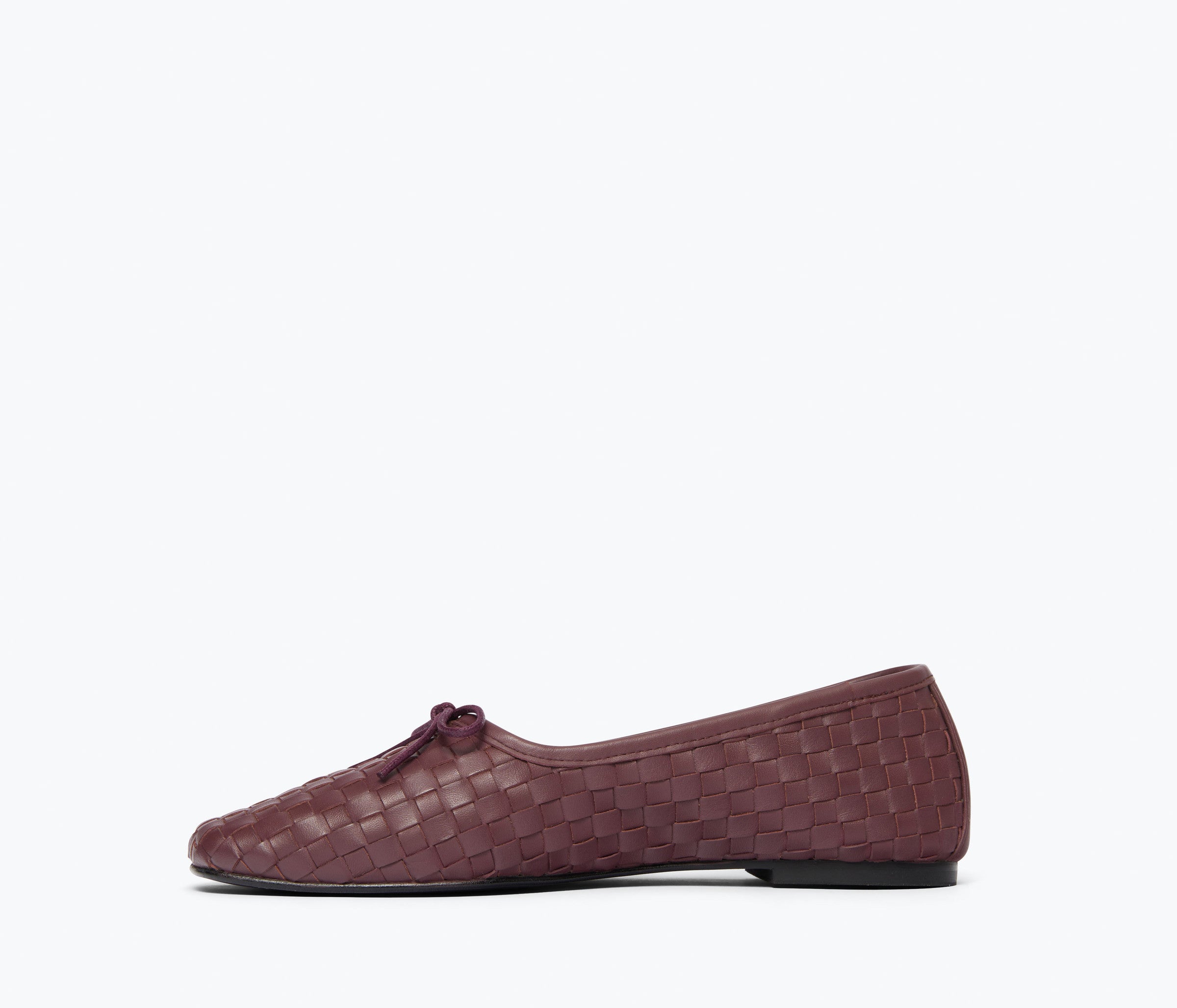 JADA square toe ballet flat in cranberry woven calf leather, inside view