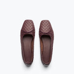 JADA square toe ballet flat in cranberry woven calf leather, top view