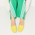 Fredan Salvador JADA square toe ballet flat featuring neon woven fabric and sleek flat design.