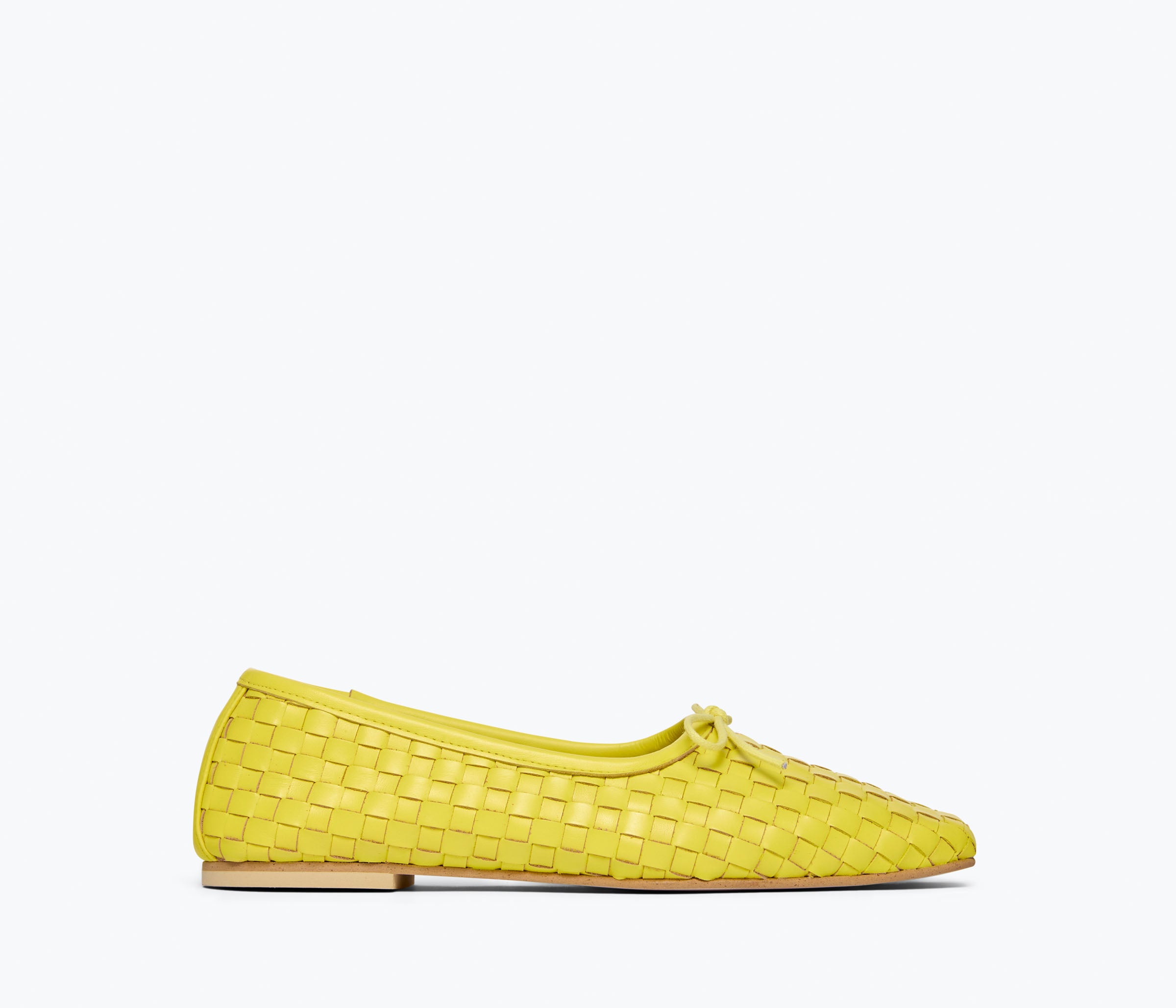 Freda Salvador JADA square toe ballet flat in neon woven fabric showing front view