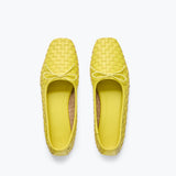 Freda Salvador JADA square toe ballet flat with neon woven top, featuring a sleek flat design and stylish craftsmanship.