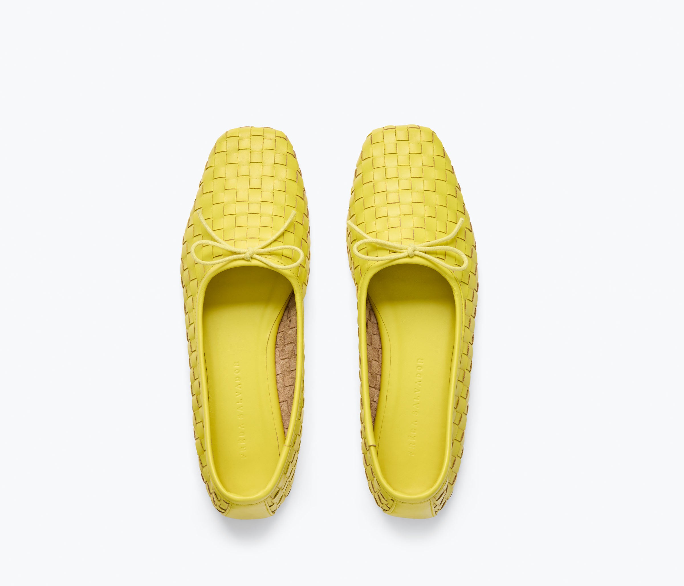 Freda Salvador JADA square toe ballet flat with neon woven top, featuring a sleek flat design and stylish craftsmanship.