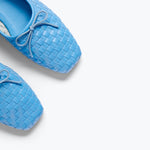 Fredas Salvador JADA square toe ballet flat in ocean woven calf leather, featuring a sleek, modern design and comfortable flat sole.