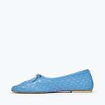 Fredaa Salvador Jada square toe ballet flat in ocean woven calf leather, showing the inside view and detailed craftsmanship.