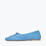 Fredaa Salvador Jada square toe ballet flat in ocean woven calf leather, showing the inside view and detailed craftsmanship.