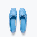 Fredaa Salvador JADA square toe ballet flat in ocean woven calf leather, showcasing the stylish and comfortable flat design.