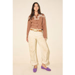 JADA square toe ballet flat in purple woven suede, styled on figure