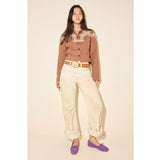 JADA square toe ballet flat in purple woven suede, styled on figure
