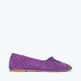 JADA square toe ballet flat in purple woven suede, front view
