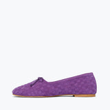 JADA square toe ballet flat in purple woven suede, inside view