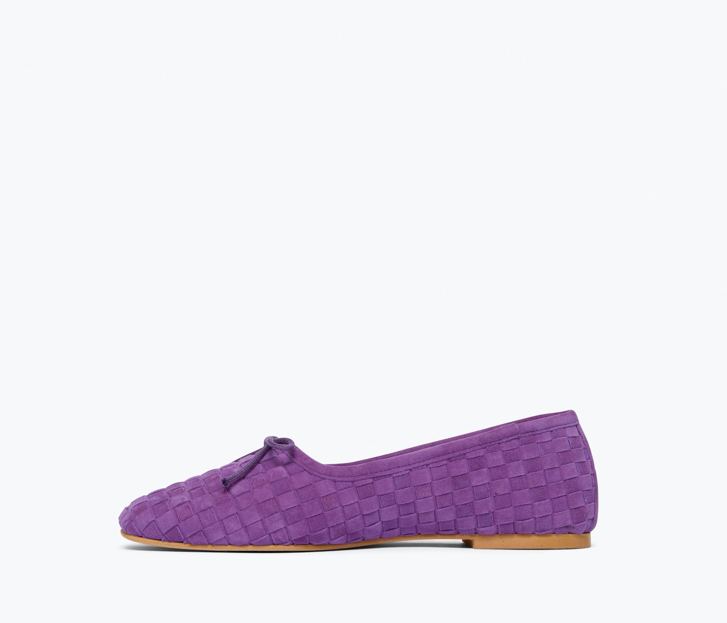 JADA square toe ballet flat in purple woven suede, inside view