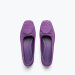 JADA square toe ballet flat in purple woven suede, top view