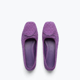 JADA square toe ballet flat in purple woven suede, top view