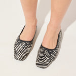 Fredrick Salvador JADA square toe ballet flat in zebra haircalf with sleek design and pointed toe for stylish comfort.