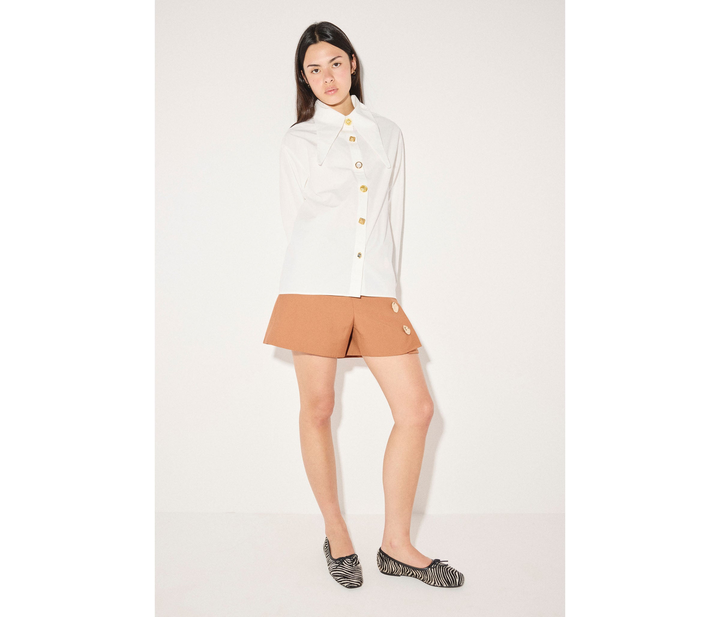 Freda Salvador JADA square toe ballet flat in zebra haircalf with sleek design and pointed toe, stylish and comfortable footwear.
