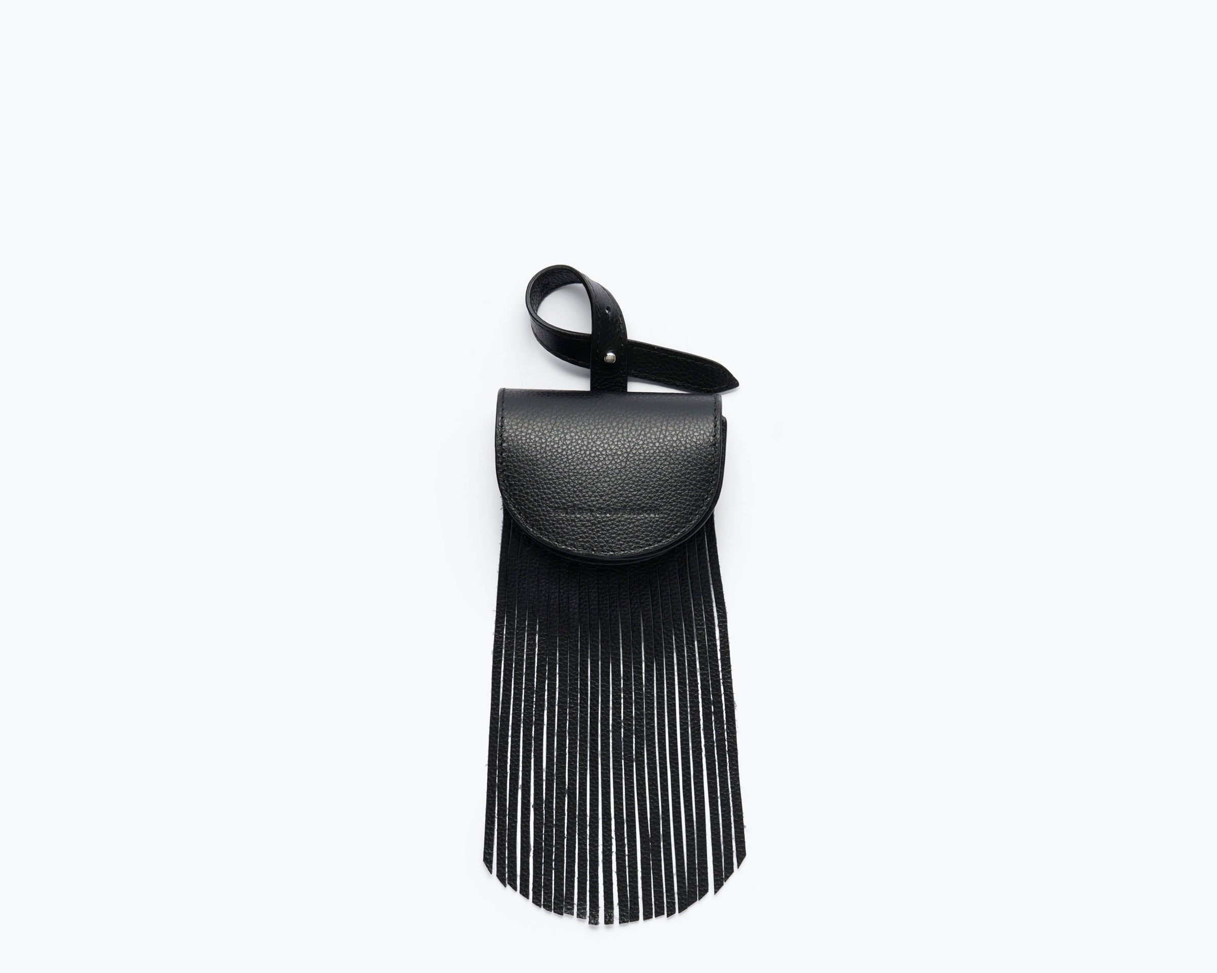black leather fringe backpack JONI FRINGE BAG CHARM