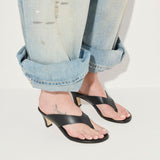 KAT HEELED  LEATHER THONG SANDAL, [product-type] - FREDA SALVADOR Power Shoes for Power Women