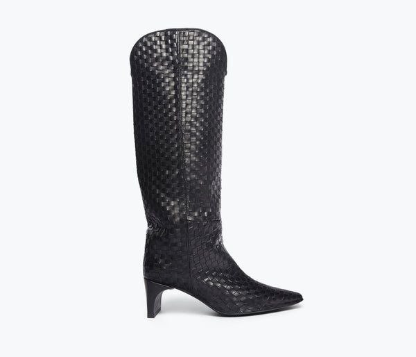 LENNOX WOVEN TALL BOOT, [product-type] - FREDA SALVADOR Power Shoes for Power Women