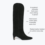 FREDA SALVADOR Lennox woven tall black suede boot feature map