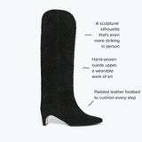 FREDA SALVADOR Lennox woven tall black suede boot feature map
