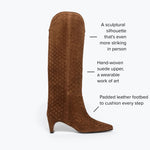 FREDA SALVADOR Lennox woven tall boot in toffee suede
