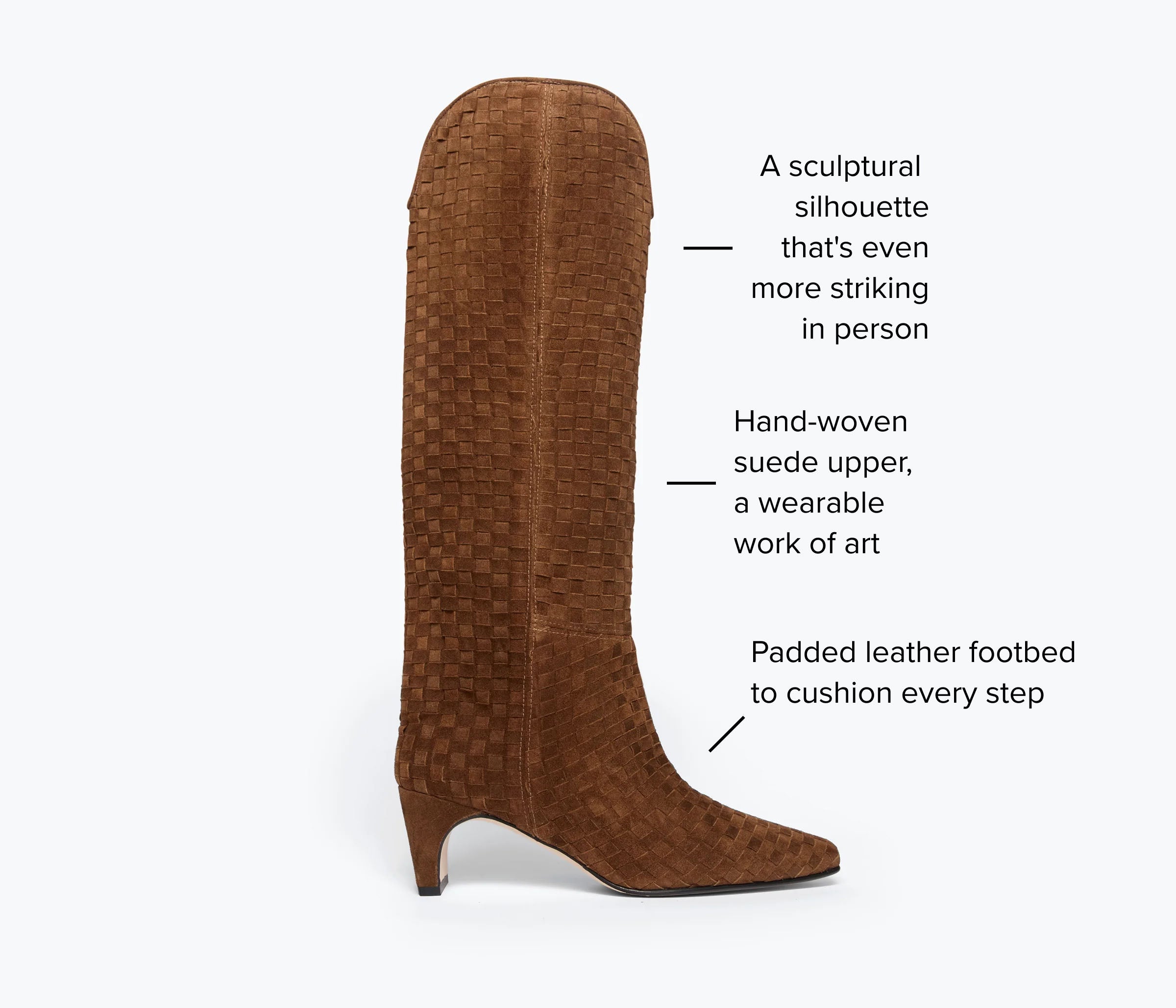 FREDA SALVADOR Lennox woven tall boot in toffee suede