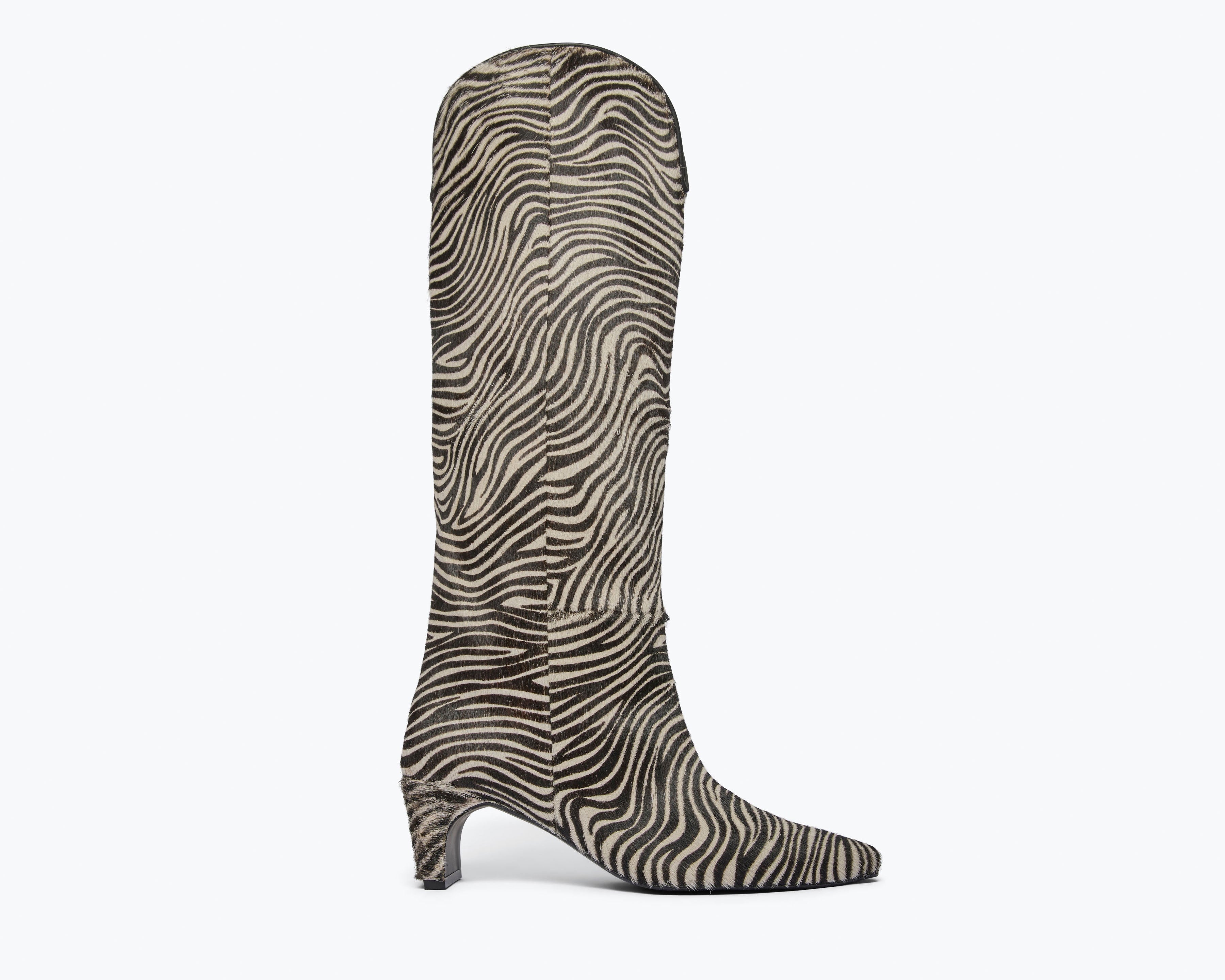 LENNOX boot in zebra haircalf, front view