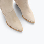 Freda Salvador Loretta Western Boot in Sahara suede with detailed stitching and pointed toe, stylish ankle boot for women