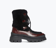 MARLEY shearling lug boot in Dark Brown Calf with Shearling, front view