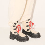 MARLEY shearling lug boot in Off-White Shearling Combo, on figure