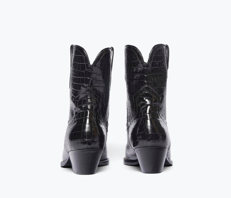 Vintage Grey Heels Shoes Ankle Boots Leather Women Cowboy Lb 