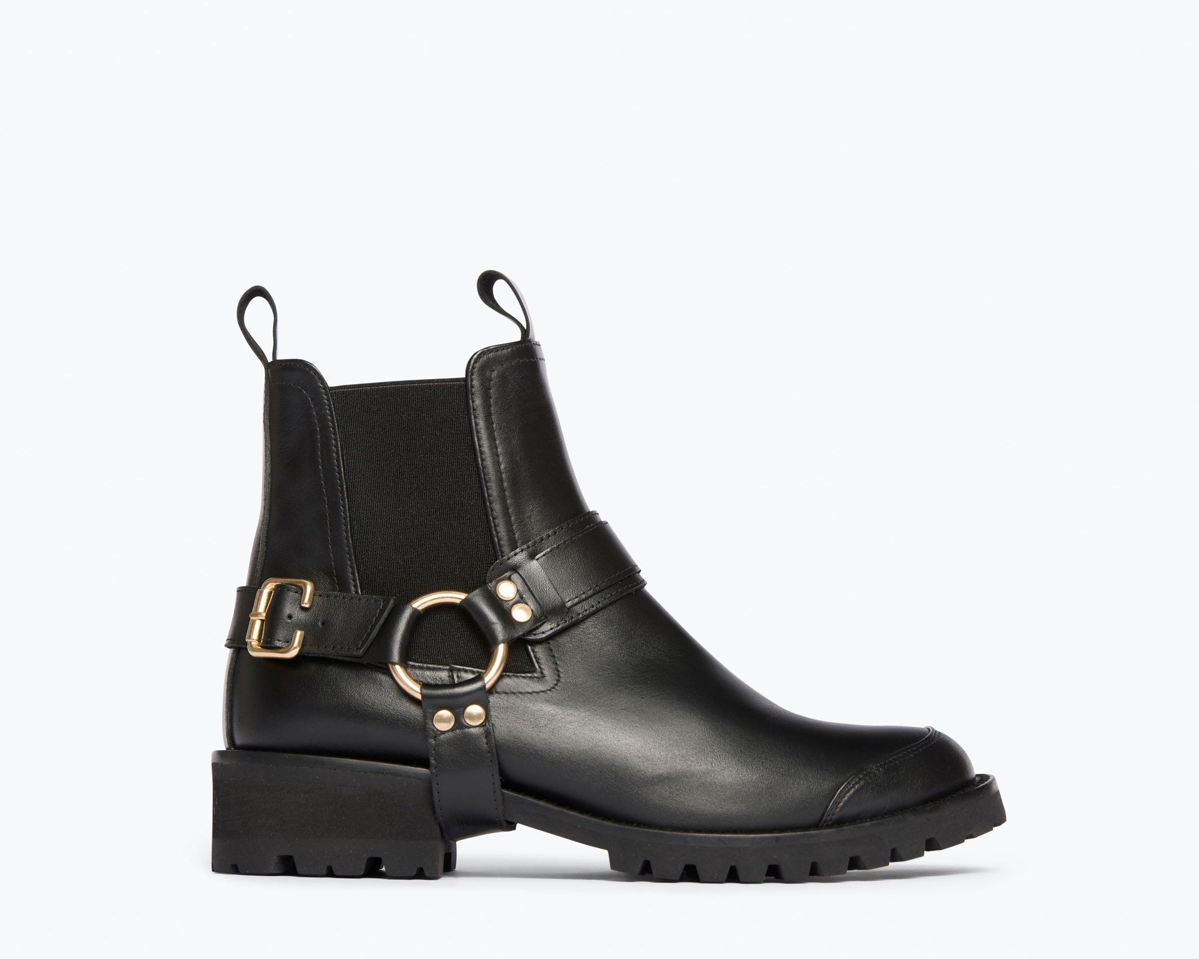 MICKEY harness boot in Black Calf WR, front view