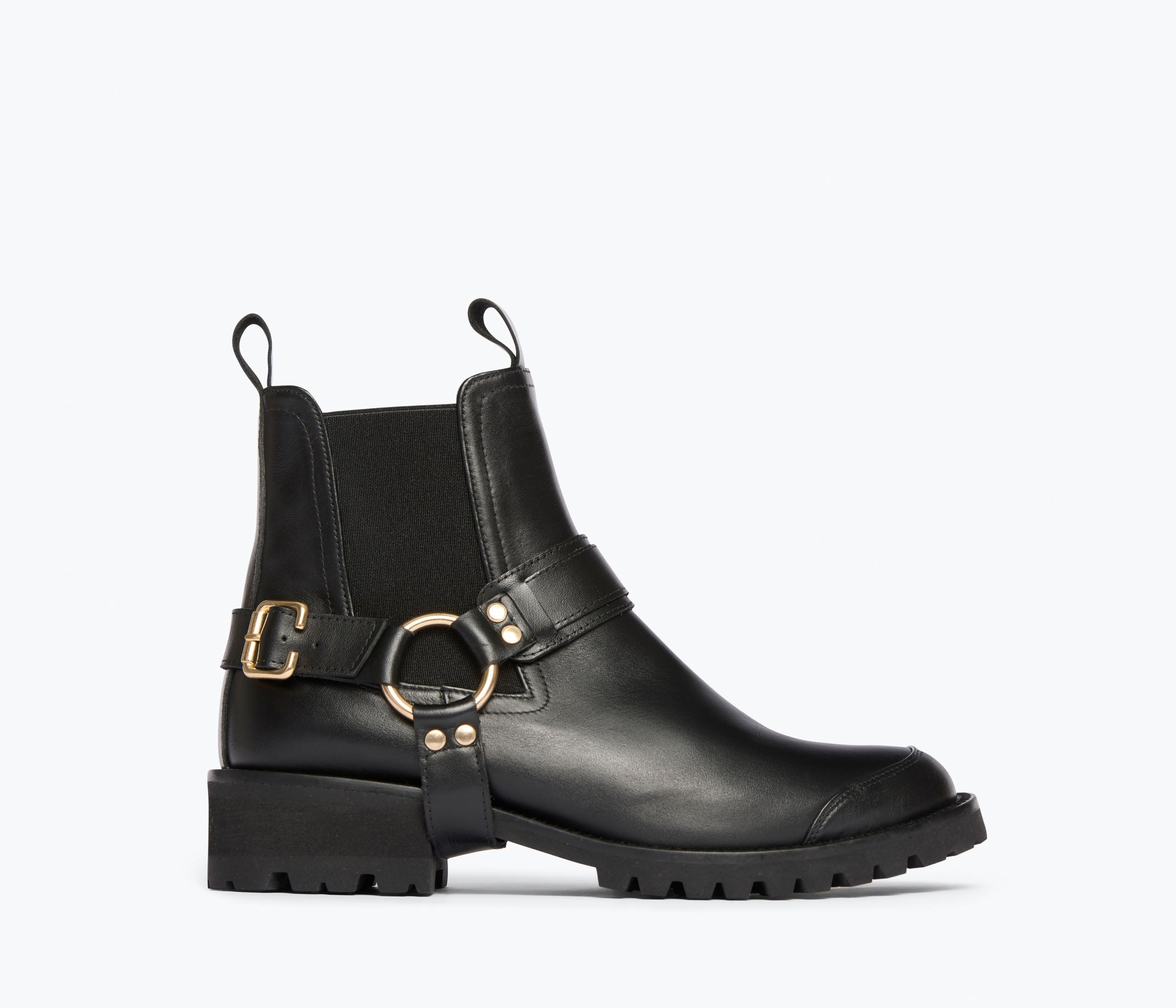 MICKEY harness boot in Black Calf WR, front view