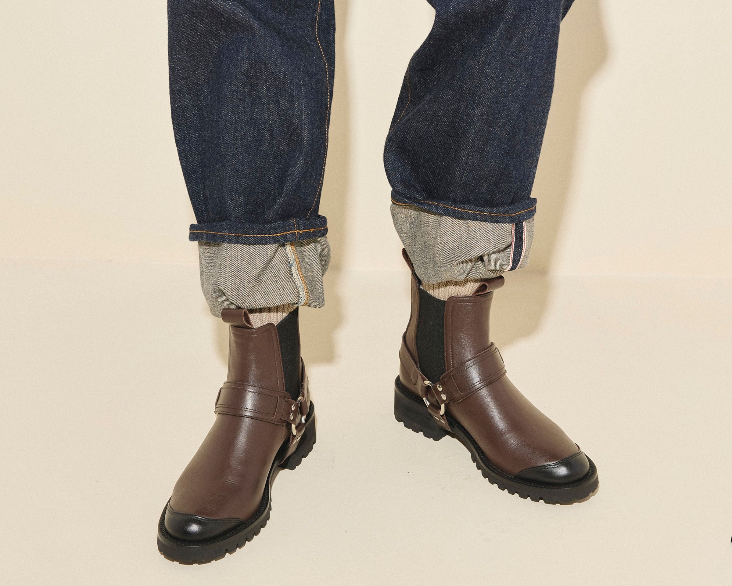 MICKEY harness boot in Dark Brown Calf WR, detail view