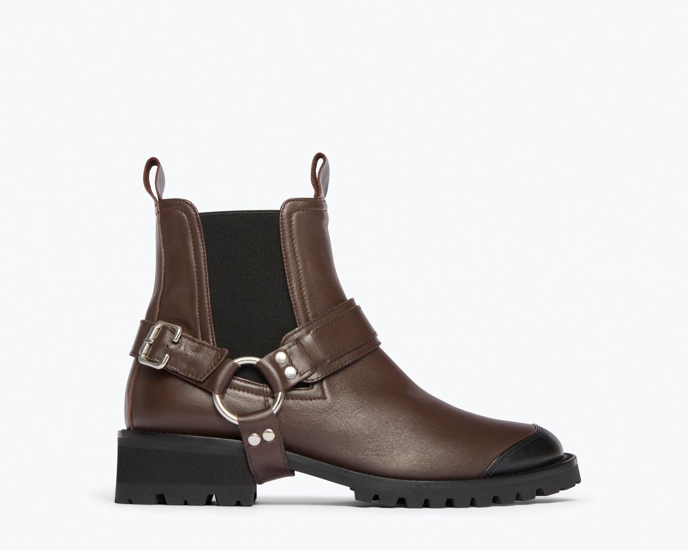 MICKEY harness boot in Dark Brown Calf WR, front view