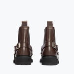 MICKEY harness boot in Dark Brown Calf WR, back view