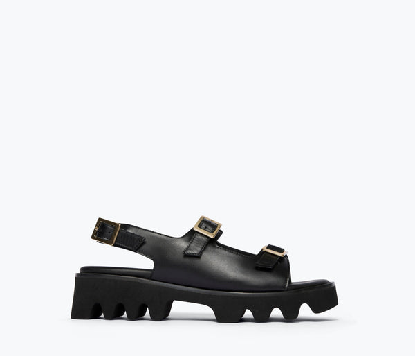【新品】IENA 2strap sandals 37サイズ 23.5㎝ mindy_black_calf_front_grande.