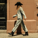 NAN boot in black buffalo, on figure