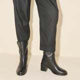 NAN boot in black buffalo, styled on figure