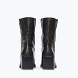 NAN boot in black buffalo, back view