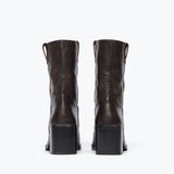 NAN boot in redwood buffalo, back view