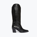 NANCIE western boot in Black Embossed Croc, front view