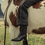 NANCIE boot in navy suede combo, on figure