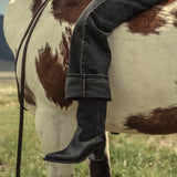 NANCIE boot in navy suede combo, on figure